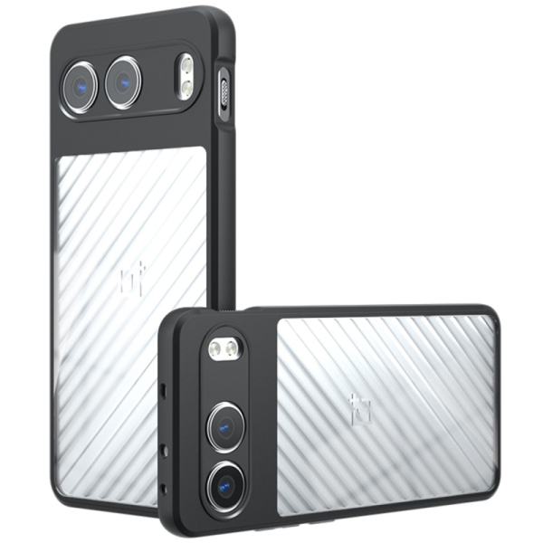 "Mofan" caurspīdīgs cieta silikona (TPU) apvalks - melns (OnePlus Nord 4)