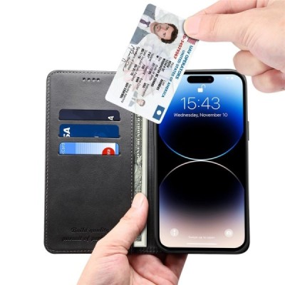 Apple iPhone 15 Pro Max "Suteni" melns atvērams maciņš, maks | Vacins.lv