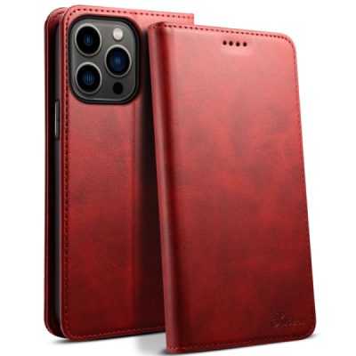 Apple iPhone 15 Pro "Suteni" sarkans atvērams maciņš, maks | Vacins.lv