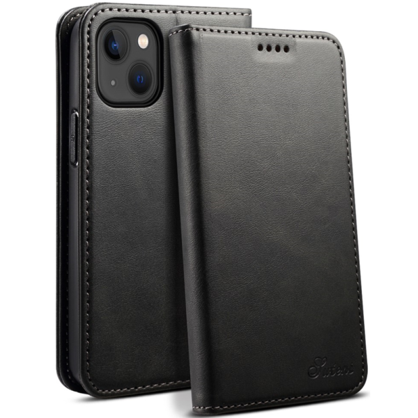 "Suteni" atvērams maciņš - melns (iPhone 15)