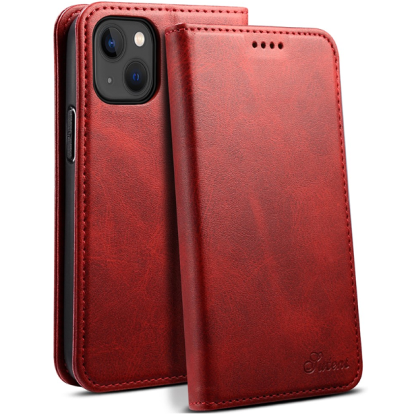 "Suteni" atvērams maciņš - sarkans (iPhone 15)