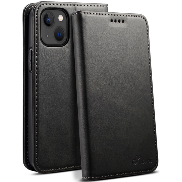 "Suteni" atvērams maciņš - melns (iPhone 15 Plus)