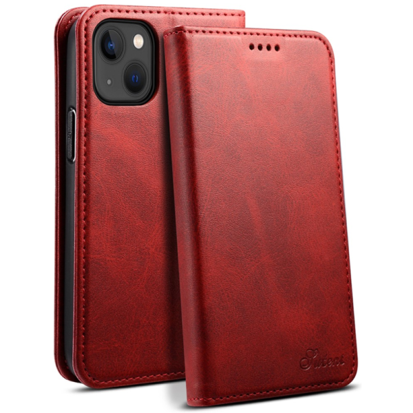 "Suteni" atvērams maciņš - sarkans (iPhone 15 Plus)