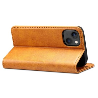 Apple iPhone 15 Plus "Suteni" gaiši brūns atvērams maciņš, maks | Vacins.lv