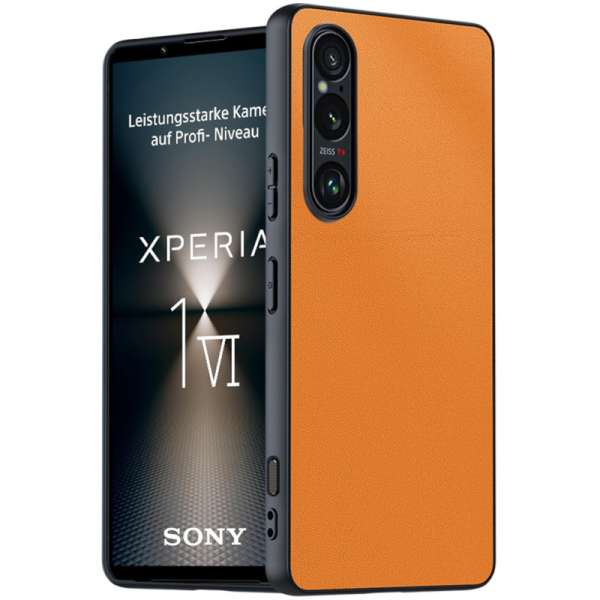 „Mofan“ Texture ādas apvalks - oranžs (Xperia 1 VI)