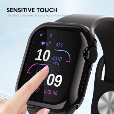 Apple Watch Series 10 42mm Tempered Glass melns ekrāna aizsargstikls | Vacins.lv