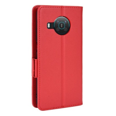 Nokia X20 (X10) Binfen Litchi atvēramais sarkans maciņš - maks | Vacins.lv