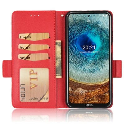 Nokia X20 (X10) Binfen Litchi atvēramais sarkans maciņš - maks | Vacins.lv