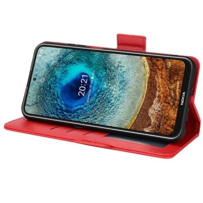 Nokia X20 (X10) Binfen Litchi atvēramais sarkans maciņš - maks | Vacins.lv