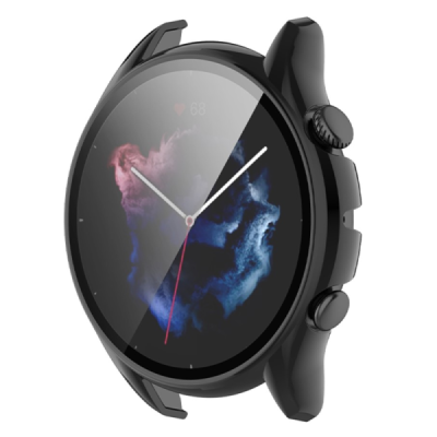 Cietā silikona (TPU) Huami Amazfit GTR 3 / GTR 3 Pro melns apvalks priekš viedpulksteņa | Vacins.lv
