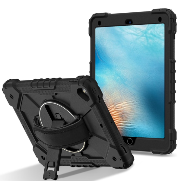 Pastiprinātas aizsardzības (360°) apvalks - melns (iPad Air / iPad Air 2 / iPad 9.7" 2017 / iPad 9.7" 2018)