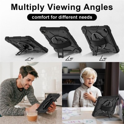 Apple iPad 9.7" 2017 (iPad 9.7" 2018) pastiprinātas aizsardzības melns (360°) apvalks, vaciņš | Vacins.lv