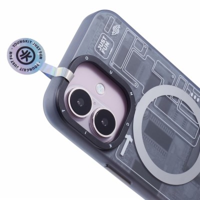 Apple iPhone 16 "YOUNGKIT" tehnoloģijas MagSafe TPU matēts vāciņš - aizmugure - pelēks | vacins.lv