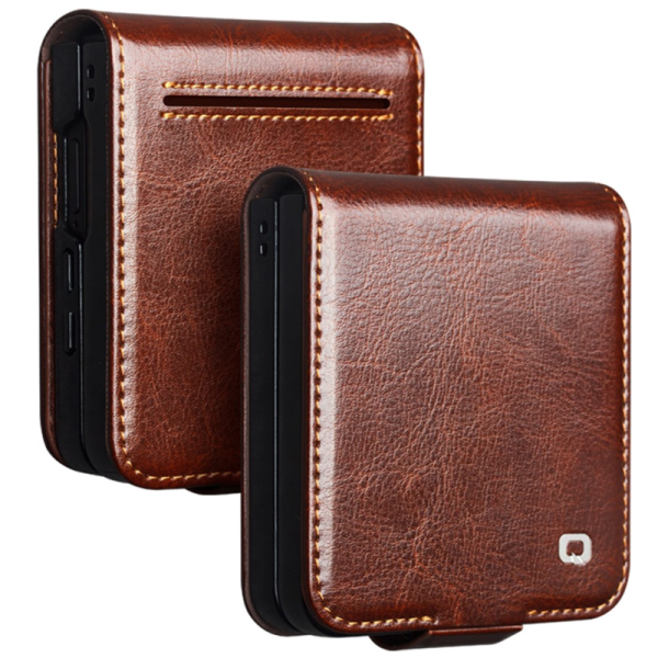 „QIALINO“ atverčiamas dėklas - rudas (Galaxy Flip7)
