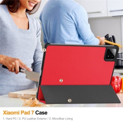 „Saige" Atvēramais maciņš - sarkans (Xiaomi Pad 7 / Pad 7 Pro / Pad 8 / Pad 8 Pro)