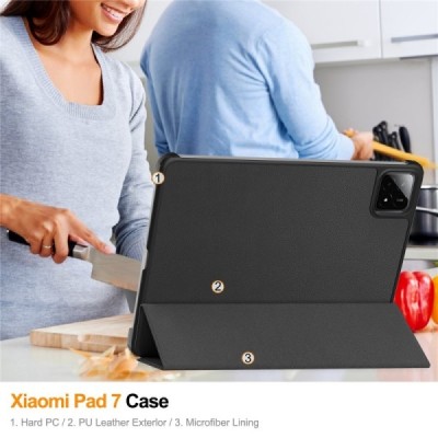 „Saige" Flip case - Black (Xiaomi Pad 7 / Pad 7 Pro / Pad 8 / Pad 8 Pro)