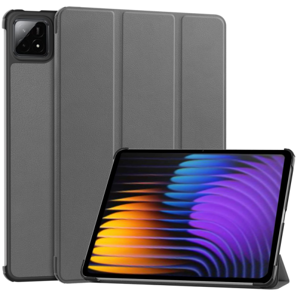 „Saige" Atvēramais maciņš - pelēks (Xiaomi Pad 7 / Pad 7 Pro / Pad 8 / Pad 8 Pro)