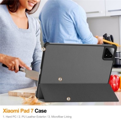 Xiaomi Pad 7 / Pad 7 Pro „Saige" atvēramais pelēks maciņš | Vacins.lv