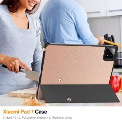 „Saige" Atvēramais maciņš - zelta (Xiaomi Pad 7 / Pad 7 Pro / Pad 8 / Pad 8 Pro)