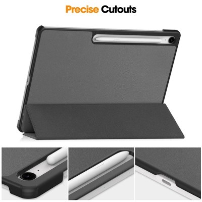 Samsung Galaxy Tab S10 FE+ „Saige" atvēramais pelēks maciņš | Vacins.lv