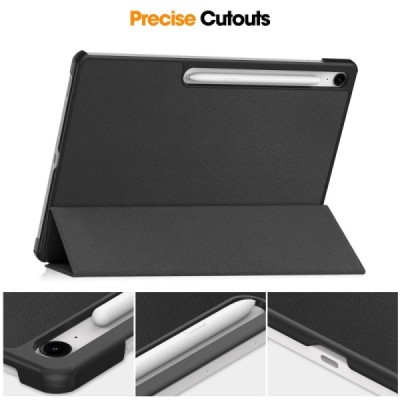 Samsung Galaxy Tab S10 FE+ „Saige" atvēramais melns maciņš | Vacins.lv