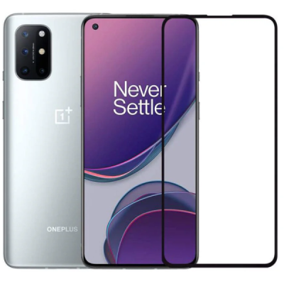 OnePlus 8T „Rurihai“ 9H Tempered Glass sustiprintos apsaugos juodas pilnai dengiantis apsauginis ekrano stiklas 2.5D | Priedai.l
