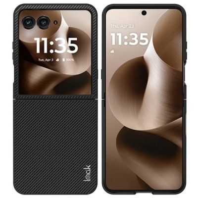 Motorola Razr 60 Ultra "IMAK" Carbon Fiber melns plastika apvalks | vacins.lv