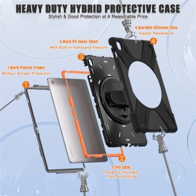 Samsung Galaxy Tab S10 FE+ pastiprinātas aizsardzības melns (360°) apvalks, vaciņš | Vacins.lv