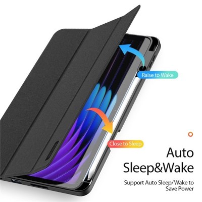 Xiaomi Pad 7 / Pad 7 Pro „Dux Ducis“ Domo atvēramais melns maciņš - maks ar vietu, kur ielikt stylus | Vacins.lv