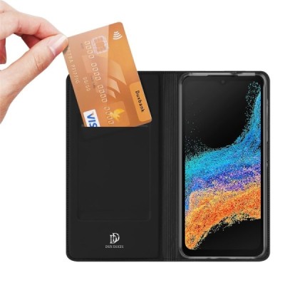 Samsung Galaxy XCover7 Pro "Dux Ducis" Skin sērijas melns ādas atvērams maciņš | Vacins.lv