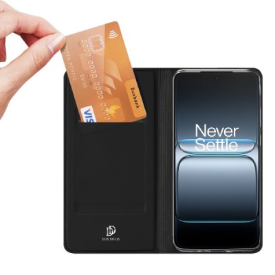 OnePlus Nord 5 / Ace 5 Ultra "Dux Ducis" Skin sērijas melns ādas atvērams maciņš | Vacins.lv