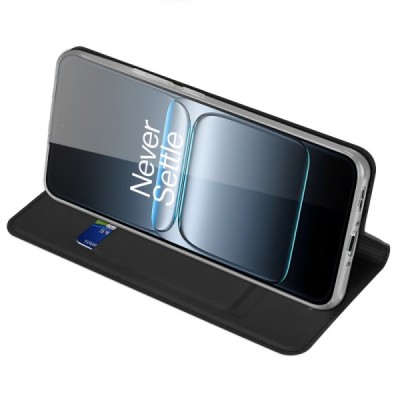 OnePlus Nord 5 / Ace 5 Ultra "Dux Ducis" Skin sērijas melns ādas atvērams maciņš | Vacins.lv