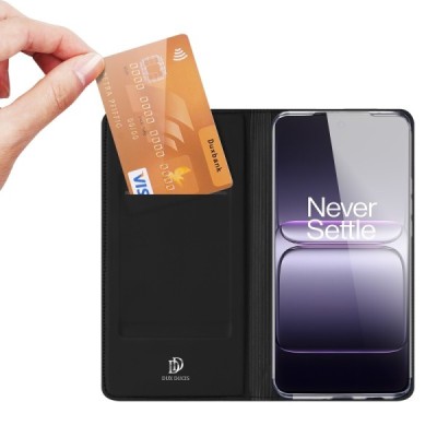 OnePlus Nord CE5 / Ace 5 Racing "Dux Ducis" Skin sērijas melns ādas atvērams maciņš | Vacins.lv