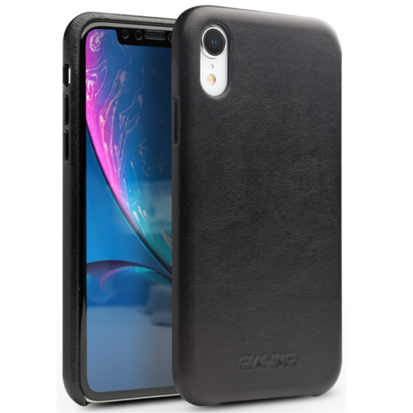„QIALINO“ Slim Leather ādas apvalks - melns (iPhone XR)