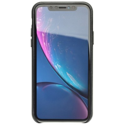 Apple iPhone XR „QIALINO“ Slim Leather melns ādas apvalks / Vacins.lv