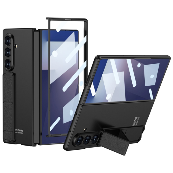 „GKK“ Kickstand plastikinis skaidrus dėklas - juodas (Galaxy Fold7)