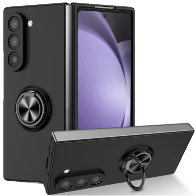 Samsung Galaxy Fold7 "Modes" cietais plastmasas korpuss ar statīvu, melns - aizmugure | vacins.lv