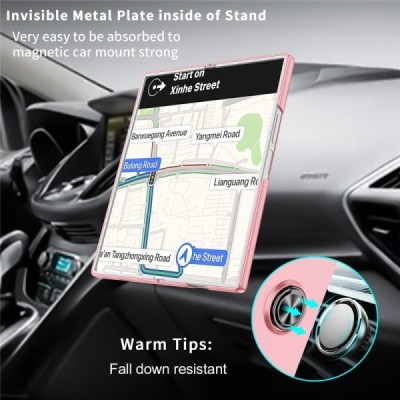 Samsung Galaxy Fold7 "Modes" cietais plastmasas korpuss ar statīvu, Rozs - aizmugure | vacins.lv