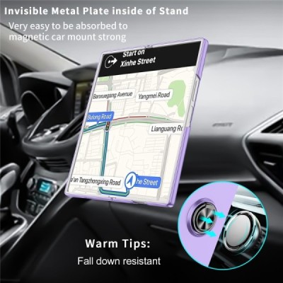 Samsung Galaxy Fold7 "Modes" cietais plastmasas korpuss ar statīvu, violets - aizmugure | vacins.lv