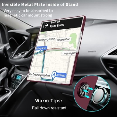 Samsung Galaxy Fold7 "Modes" cietais plastmasas korpuss ar statīvu, bordo - aizmugure | vacins.lv