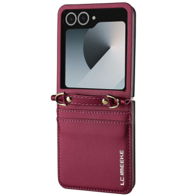 Samsung Galaxy Flip7 „LC.IMEEKE“ Leather bordo plastika apvalks | vacins.lv