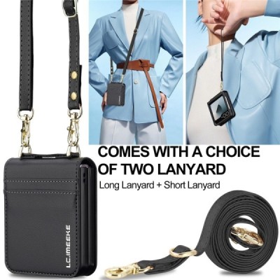 Samsung Galaxy Flip7 „LC.IMEEKE“ Leather melns plastika apvalks | vacins.lv