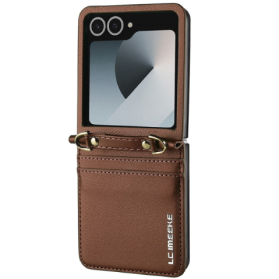 Samsung Galaxy Flip7 „LC.IMEEKE“ Leather brūns plastika apvalks | vacins.lv