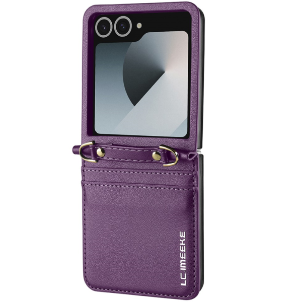 „LC.IMEEKE“ Leather plastmasas apvalks - violets (Galaxy Flip7)