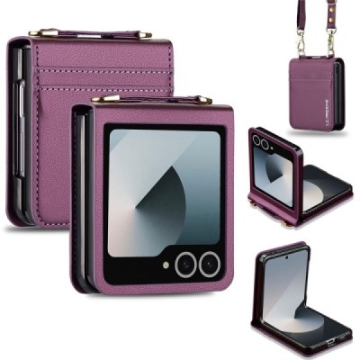 Samsung Galaxy Flip7 „LC.IMEEKE“ Leather violets plastika apvalks | vacins.lv