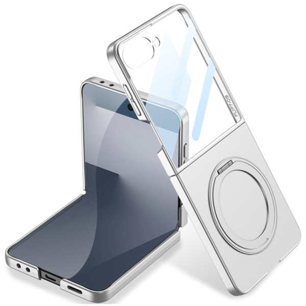 „GKK“ Kickstand plastmasas dzidrs apvalks - sudrabs (Galaxy Flip7)