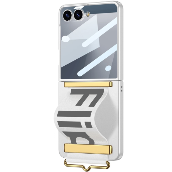 „GKK“ Kickstand plastikinis skaidrus dėklas - baltas (Galaxy Flip7)