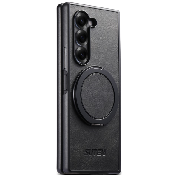 „SUTENI“ Kickstand plastmasas dzidrs apvalks - melns (Galaxy Fold7)