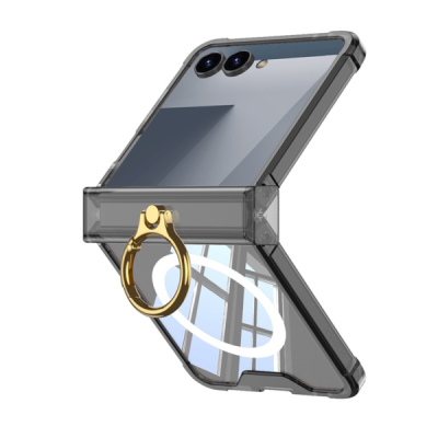 Samsung Galaxy Flip7 GKK Kickstand plastmasas MagSafe korpuss — melns | vacins.lv