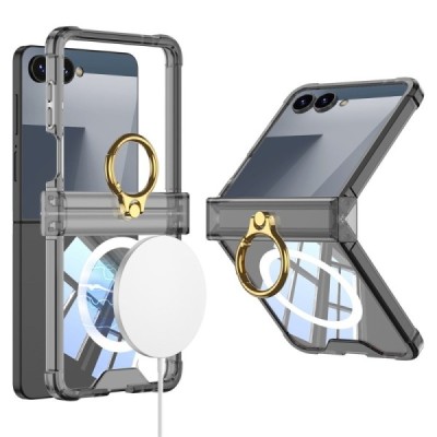 Samsung Galaxy Flip7 GKK Kickstand plastmasas MagSafe korpuss — melns | vacins.lv